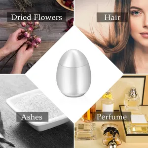 Egg-shaped stainless steel memorial urn for storing ashes hair or dried flowers