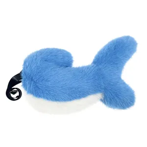 Plush blue and white furry shark tail cosplay prop for furry fans and anime events