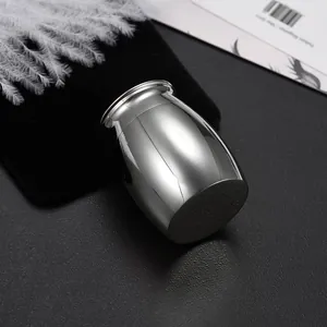 Pequeña urna de cremación de acero inoxidable pulido para cenizas, plata, 30x40mm