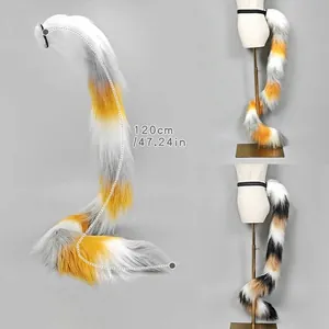 120cm calico cat tail cosplay prop with internal skeleton for wrapping