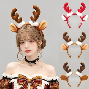 Cerchietto con Corna di Renna di Natale con Orecchie Fascia per Capelli in Peluche per Feste Spettacoli Accessori per Costume Donna Uomo