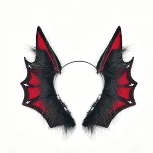 Gothic red and black demon beast ear headband for Halloween cosplay hair accessories