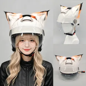 Electric gravity-sensing furry fox ears accessory for motorcycle helmet decoration