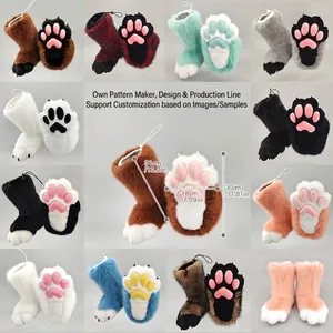 Bottes de pattes d'animaux en peluche multicolores faites à la main pour le cosplay