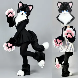 Ensemble partiel de fursuit chat fait main avec pattes queue et masque de cosplay