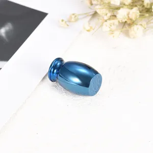 Petite urne cinéraire commémorative bleu métallique 16x25mm pour cendres humaines ou animaux