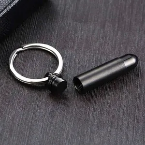 Black stainless steel bullet urn pendant for memorial ashes and perfume storage charm