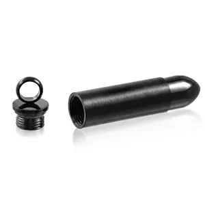 Sleek black titanium steel bullet urn pendant necklace for memorial ashes storage