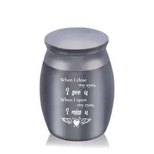 Urne Souvenir en Acier Inoxydable pour Cendres d'Animaux et Humains Petit Pot de Crémation avec Cœur Ailé Gravé Cadeau