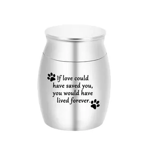 Metal Memorial Keepsake Urn For Human Pet Ash Holder Engraved Paw Print Forever Loved Small Cremation Casket Storage Jar