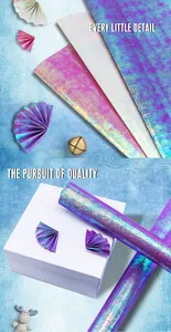 Glitter wrapping paper detail with shimmering holographic texture for gift packaging