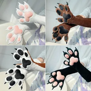 Four-finger fursuit furry animal paw gloves for cosplay in multiple color options