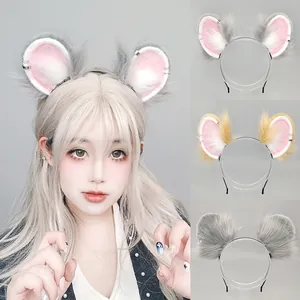 Cute plush mouse ear headband for cosplay and anime conventions in various colors