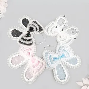Diadema de orejas de conejito Lolita con encaje de volantes y gasa estrellada