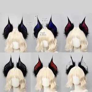Serre-têtes oreilles de chauve-souris gothiques pour cosplay d'Halloween en divers tons