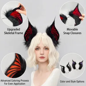 Serre-tête oreilles de chauve-souris en fausse fourrure pour cosplay Halloween