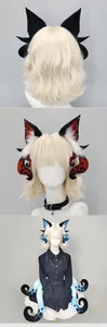 Detailed view of Cthulhu octopus beast ears and tentacle hairband cosplay set