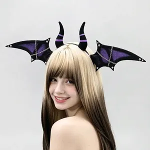 Στέκα Halloween με Φτερά Νυχτερίδας και Κέρατα Διαβόλου Γοτθικό Σκοτεινό Στυλ Cosplay Αξεσουάρ με Μεταλλική Αλυσίδα