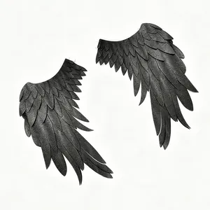 Detailed black feather wings for cosplay, angel or demon costume accessory