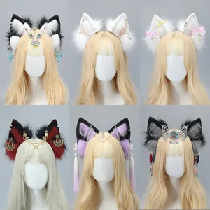 Collection of realistic ethnic style animal ear headbands with turquoise and tassel details