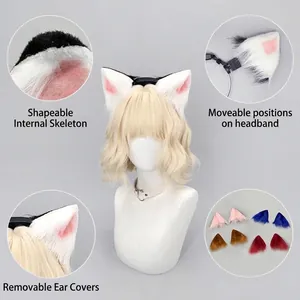 Cerchietto con orecchie di gatto elettrico a rilevamento di gravità per cosplay cat girl