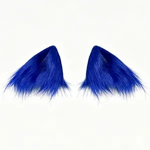 Cerchietto con orecchie di gatto in pelliccia blu per cosplay ed eventi anime