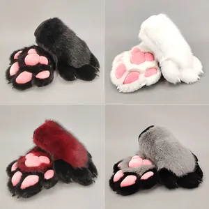Επαγγελματικά γάντια με πατούσες ζώων fursuit με ροζ μαξιλαράκια για cosplay και παραστάσεις