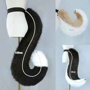 Adjustable faux fur animal tail for fursuit cosplay available in various lengths 60-120cm