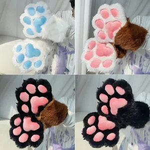 Lindos guantes de patas de gato peludos fursuit para cosplay y convenciones de anime