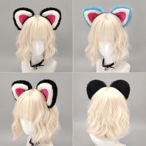 Plush tiger ear headband set for cosplay festivals and themed party accessories