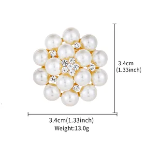 Detailed view of an exquisite pearl flower brooch with 3.4cm dimensions and 13.0g weight.