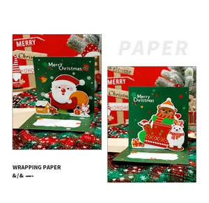 Detail von 3D-Weihnachtskarten mit Weihnachtsmann und niedlichen Bärenmotiven