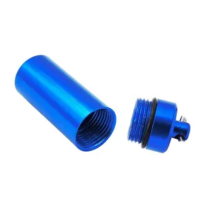 Durable blue cylindrical waterproof metal urn pendant with secure seal ring design