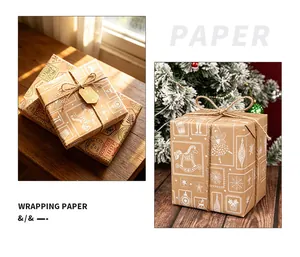 Klassisches Kraft-Geschenkpapier mit festlichen Drucken und natürlicher Juteschnur