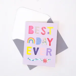 Tarjeta de felicitación colorida estilo Dopamina Best Day Ever para regalo con sobre