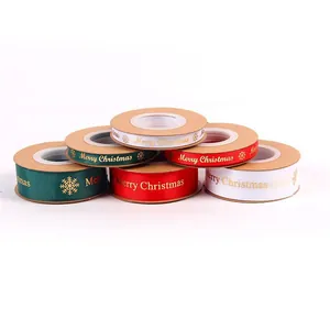 Joyeux Noël Ruban De Satin De Polyester Estampé À L'or Pour Emballage Cadeau Motif De Flocon De Neige Festif Ruban Décoratif Décor De Noël