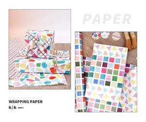High-quality colorful geometric pattern wrapping paper for festive gift packaging DIY crafts