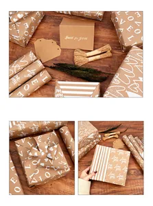 Detailed view of Valentine's Day kraft gift wrapping paper rolls with heart patterns