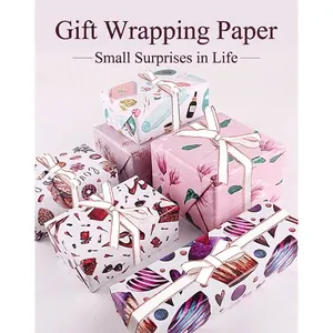 Fleurs Cœur Talons Hauts Papier Cadeau Feuilles Papier Couché pour Saint-Valentin Anniversaire Mariage Bricolage Emballage Papier