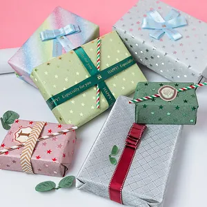 Glitter Iridescent Wrapping Paper Roll Rainbow Gold Foil Gift Wrap For Christmas Valentine Birthday Party Gift Box Packaging