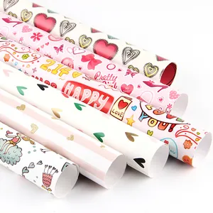 Set of romantic Valentine's Day gift wrapping paper with heart and love patterns