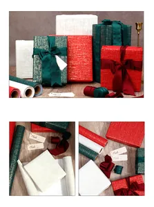 Luxury metallic linen texture gift wrapping paper rolls for Valentine's Day and birthdays
