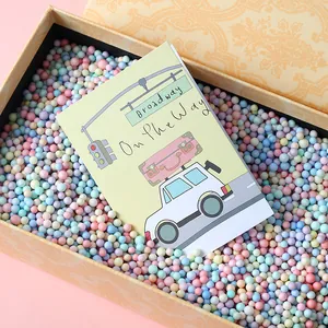 Cute foldable greeting card with Broadway car illustration in a colorful gift box.