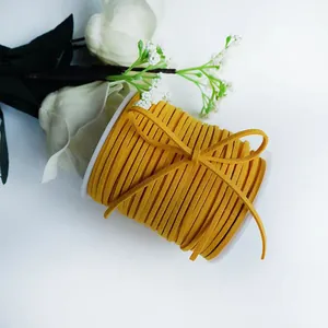 Premium yellow faux suede cord roll for gift wrapping and floral decoration projects