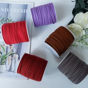 Multiple rolls of soft faux suede cord for gift wrapping and floral flower arrangements