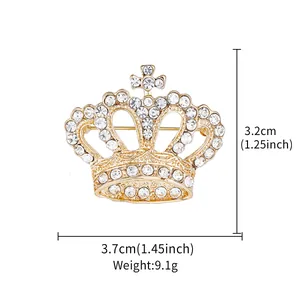 Detailed dimensions and weight of the elegant gold-plated crown brooch with crystals