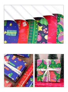 Detailansicht festlicher Weihnachtspapier-Muster und Geschenkkarton-Präsentation