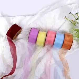 Multicolor sheer organza ribbon rolls for romantic gift wrapping and floral craft arrangements