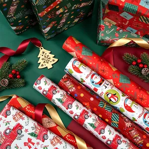 Rotolo di Carta da Regalo di Natale Schiaccianoci Babbo Natale Motivo Camion Retrò Carta Patinata Per Confezioni Regalo Festive Decorazione Casa
