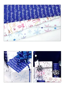 Detaillierte Ansicht von festlichem Weihnachtsgeschenkpapier mit Schneeflocken.